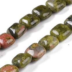 Unakite Natural Unakite Beads Strands, Square, 8.5x8.5x5mm, Hole: 1.6mm, about 50pcs/strand, 16.34''(41.5cm)