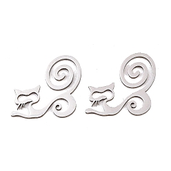 Нержавеющая Сталь Цвет 201 подвески из нержавеющей стали, подвески в форме кошачьего хвоста с закрученным узором, лазерная резка, цвет нержавеющей стали, 17x18x1 мм