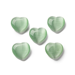 Средний Аквамарин Бусины Кошачие Глаза, сердце, половине просверлил, средний аквамарин, 11.5x11.5x3.5 мм, отверстие : 1 мм