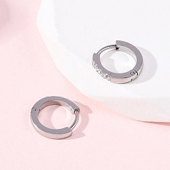 Платина 304 серьги-кольца из нержавеющей стали с прозрачным кубическим цирконием, с 316 нержавеющей стали, платина, 13x2 мм