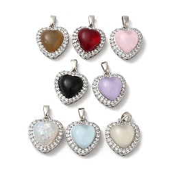 Платина Латуни циркония кубической подвески, cmолой, долговечный, без свинца и без кадмия, сердце, платина, 16x14x7.5 мм, отверстие : 2.8x4 мм