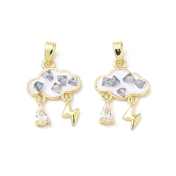 Серый Латунь эмаль подвески, облако, со стеклом, реальный 18 k позолоченный, серые, 20x14x3.5 мм, отверстие : 2.8x4 мм