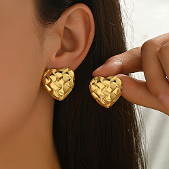 Сердце Серьги шпилька нержавеющая сталь, золотые, сердце, 25x25 мм