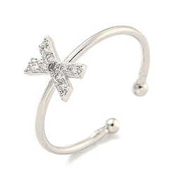 Letter X Латунные открытые манжеты для женщин, с кубического циркония, без кадмия и без свинца, долговечный, буквы, Письмо X, внутренний диаметр: 17.5 мм, Письмо: 7.5x6.8 мм