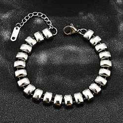 Нержавеющая Сталь Цвет 304 браслеты из прямоугольной цепи из нержавеющей стали для женщин, цвет нержавеющей стали, 6-3/4 дюйм (17 см) в длину + 40 удлинитель мм