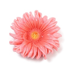 Светло-Коралловый Непрозрачные смоляные цветы кабошоны, подсолнечник, свет коралловый, 26.5x28x8 мм