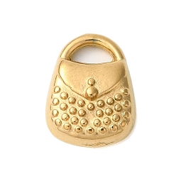 Настоящее золото 18K Ионное покрытие (ip) 304 подвески из нержавеющей стали, сумочка очарование, реальный 18 k позолоченный, 14x10x3.5 мм, отверстие : 2x4 мм