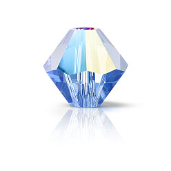 30050 201 Sapphire Glitter Хрустальные бусины preciosa®, чешский хрусталь, биконус(451 69 302 рондель), 30050 201 сапфировый блеск, 5 мм, отверстие : 1 мм