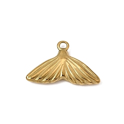 Real 18K Gold Plated 304 Stainless Steel Pendants, Fishtail Charms, Ion Plating(IP), Real 18K Gold Plated, 15.5x25.5x3.5mm, Hole: 2mm