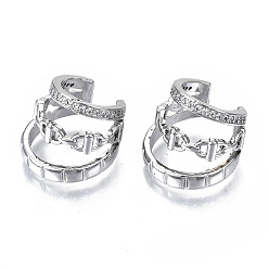 Платинированный Латунные серьги-манжеты из прозрачного кубического циркония, без кадмия, без никеля и без свинца, Реальная платина, 16 мм, внутренний диаметр: 10 мм