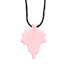 Pink Подвески из экологически чистого пищевого силикона в виде листа, розовые, 52x37.5 мм