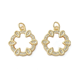 Настоящее золото 18K Латунные микро проложить кубического циркония подвески, с оболочкой, , стойки покрытие, прочное покрытие, без кадмия и без свинца, с целью перехода в кольце, реальный 18 k позолоченный, 18.5x17.5x3 мм, отверстие : 3 мм