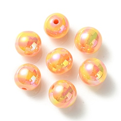 Оранжевый УФ-покрытие радужными переливающимися акриловыми бусинами, круглые, оранжевые, 16 мм, отверстие : 3 мм