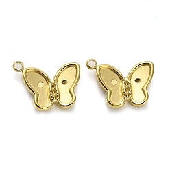 Real 14K Gold Plated 304 Stainless Steel Pendant Rhinestone Setting, High Polished Butterfly, Real 14K Gold Plated, 11x15x3mm, Hole: 1.5mm