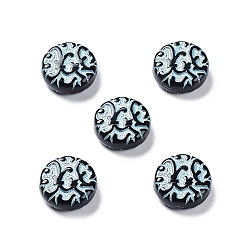 Turquoise Pálido Cuentas de acrílico opacas negras, metales enlaced, plano y redondo, turquesa pálido, 14x5.5 mm, agujero: 1.5 mm, Sobre 690 unidades / 500 g
