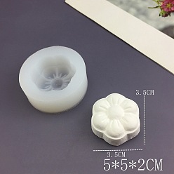 White DIY Food Grade Silicone Candle Molds, Resin Casting Molds, Clay Craft Mold Tools, Flower, White, 5x2cm