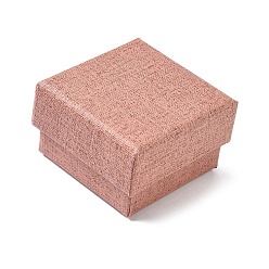 Светло-Коралловый Витрины для ювелирных изделий из бумаги, футляры для хранения колец, серег, ожерелий, браслетов, с губкой, квадратный, свет коралловый, 5.2x5.2x3.3 см