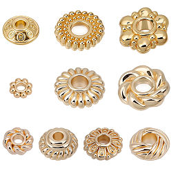 Золотой 200 шт 10 стили сплава распорные бусины, цветок, золотые, 4~7.5x1.5~4 мм, отверстие : 1.2~2.4 мм, 20 шт / стиль