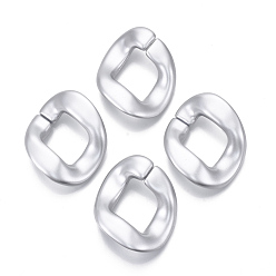 Silver Spray Painted CCB Plastic Linking Rings, Quick Link Connectors, For Jewelry Curb Chains Making, Twist, Silver, 40x32x9mm, Inner Diameter: 18x23mm