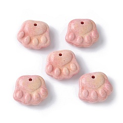 Pink Натуральные радужные агатовые подвески из алашана, окрашенные, лапы печатать прелести, розовые, 12~12.5x14~14.5x4~4.5 мм, отверстие : 1.2 мм