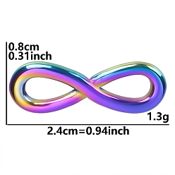 Rainbow Color 304 Stainless Steel Linking Rings, Infinity, Rainbow Color, 24x8x2mm