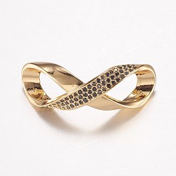 Real 18K Gold Plated Long-Lasting Plated Brass Micro Pave Cubic Zirconia Links, Infinity, Real 18K Gold Plated, 10x29x9.5mm, Hole: 9x6.5mm