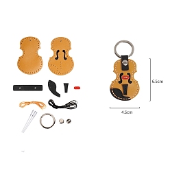 (932FM) Темно-синий аква-матовый с подкладкой Наборы для изготовления кожаных подвесок для скрипки своими руками, брелок для ключей, темно-золотистые, 65x45 мм