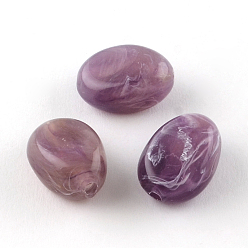 Темная Орхидея Овальной имитация драгоценных камней акриловые бусины, темные орхидеи, 18x13x9.5 мм, отверстие : 2 мм