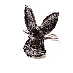 Antique Silver Easter Bunny Alloy Napkin Rings, Napkin Holder Adornment, Restaurant Daily Accessories, Antique Silver, 42x40, Inner Diameter: 46mm