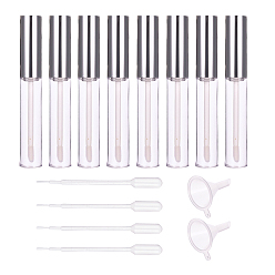 Clear DIY Empty Lipstick Bottle, Lip Gloss Tube with Cap, Mini Transparent Plastic Funnel Hopper and 2ml Disposable Plastic Dropper, Transfer Graduated Pipettes, Clear, 10.6x1.6cm, Capacity: 10ml, 14pcs/set