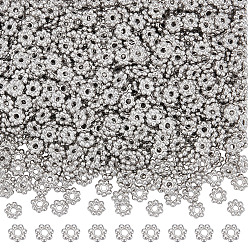 Platinum 1000Pcs Alloy Spacer Beads, Lead Free & Cadmium Free, Flower, Platinum, 5x5x1.5mm, Hole: 1.6mm
