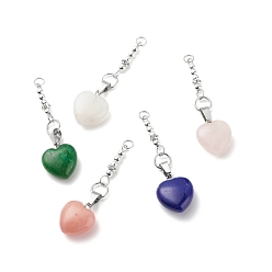 Нержавеющая Сталь Цвет Природные и синтетические Gemstone подвески, с 304 нержавеющей сталью и латунными стразами и немагнитным синтетическим гематитом, шарма сердца, цвет нержавеющей стали, 50 мм, Сердце: 18x16x8.5 mm, отверстие : 3.6 мм