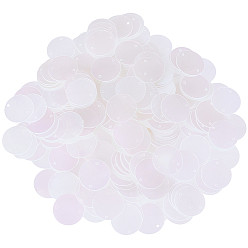 Белый 50g декоративные аксессуары из ПВХ с пайетками/блестками, подвески, плоско-круглые, белые, 20x0.3 мм, отверстие : 1.5 мм