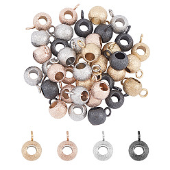 Mixed Color PVD Vacuum Plating 304 Stainless Steel Tube Bails, Loop Bails, Textured, Rondelle Bail Beads, Mixed Color, 9x6x4.5mm, Hole: 2mm, Inner diameter: 3mm, 40pcs/box
