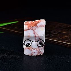 Родонит Натуральный родонит скульптура ежик витрина украшения, в очках, для домашнего офисного стола, 32x23x45 мм