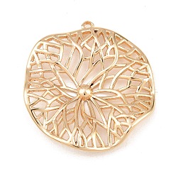 Light Gold 304 Stainless Steel Pendants, Lotus Leaf Vein Charms, Light Gold, 32x35x5mm, Hole: 1.6mm