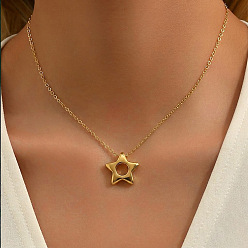 Golden 304 Stainless Steel Star Pendant Cable Chain Necklaces for Women, Golden, 16.73 inch(42.5cm)