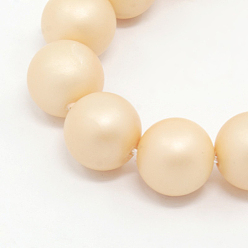 Blanched Almond Round Shell Pearl Frosted Beads Strands, Blanched Almond, 8mm, Hole: 1mm, about 52pcs/strands, 15.7 inch