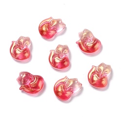 Red Electroplate Glass Cabochons, Fox, Red, 17.5x14x6mm