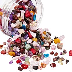 Gemischte Stein Natürliche und synthetische Mischedelstein-Chips Perlen Stränge, 5~8 mm, Bohrung: 1 mm, ungefähr 32~32.5 Zoll, 2 Stränge / box
