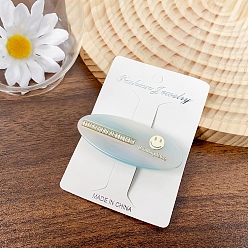 Светло-голубой Овальные заколки для волос из ацетата целлюлозы (смола) с улыбкой на лице, аксессуары для волос для девочек и женщин, светло-голубой, 25x63 мм