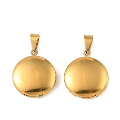 Real 20K Gold Plated 316 подвески из нержавеющей стали Locket, плоский круглый шарм, с 304 защелкой из нержавеющей стали на поручнях, долговечный, ионное покрытие (ip), реальный 20 k позолоченный, 23.5x20x6 мм, отверстие : 8x3.5 мм, внутренний диаметр: 14 мм
