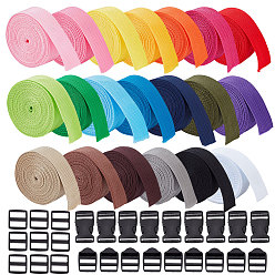 (52) Непрозрачная лаванда 60 ярдов 20 цветов полипропиленовой ленты, для изготовления лямок для сумок, с 30шт. 3 вариантами пластиковых пряжек, разноцветные, 1 дюйм (25 мм), около 3.00 ярдов (2.74 м) / цвет