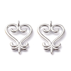 Платина Латунные подвески, долговечный, адинкра символы санкофа, платина, 19x13x1.5 мм, отверстие : 1.5 мм