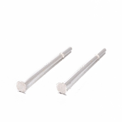 Silver 925 Sterling Silver Flat Pad Stud Earring Findings, with 925 Stamp, Silver, 12x0.7mm, Pin: 0.7mm