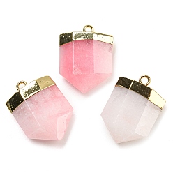 Нефрит Заостренные подвески из натурального нефрита, граненые подвески-пули с решетчатым покрытием, фурнитура из латуни с позолоченным покрытием, 24.5~25x16~16.5x7~7.5 мм, отверстие : 2.3 мм