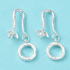 Silver Brass Peg Bails Pendants, for Half Drilled Beads, Nickel Free, Silver, 31.5mm, Hole: 1mm, Pin: 0.9mm