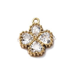 Клевер 304 подвески из нержавеющей стали, клевер, со стразами, золотые, клевер, 13.5x11.5x2.5 мм, отверстие : 1.2 мм