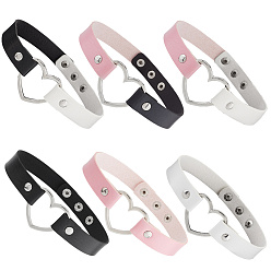 (52) Непрозрачная лаванда 6 шт. 6 стили регулируемые готические двухцветные ожерелья-чокеры из искусственной кожи в форме сердца для женщин, платина, разноцветные, 16.42 дюйм (41.7 см), 18 мм, 1 шт / стиль