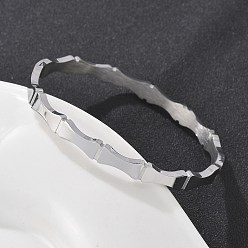 Нержавеющая Сталь Цвет Бамбуковое соединение 304 браслеты из нержавеющей стали для женщин, цвет нержавеющей стали, внутренний диаметр: 2x2-3/8 дюйм (4.95x6 см)